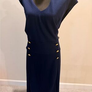 Elegant Navy Dress with Gold buttons NWT